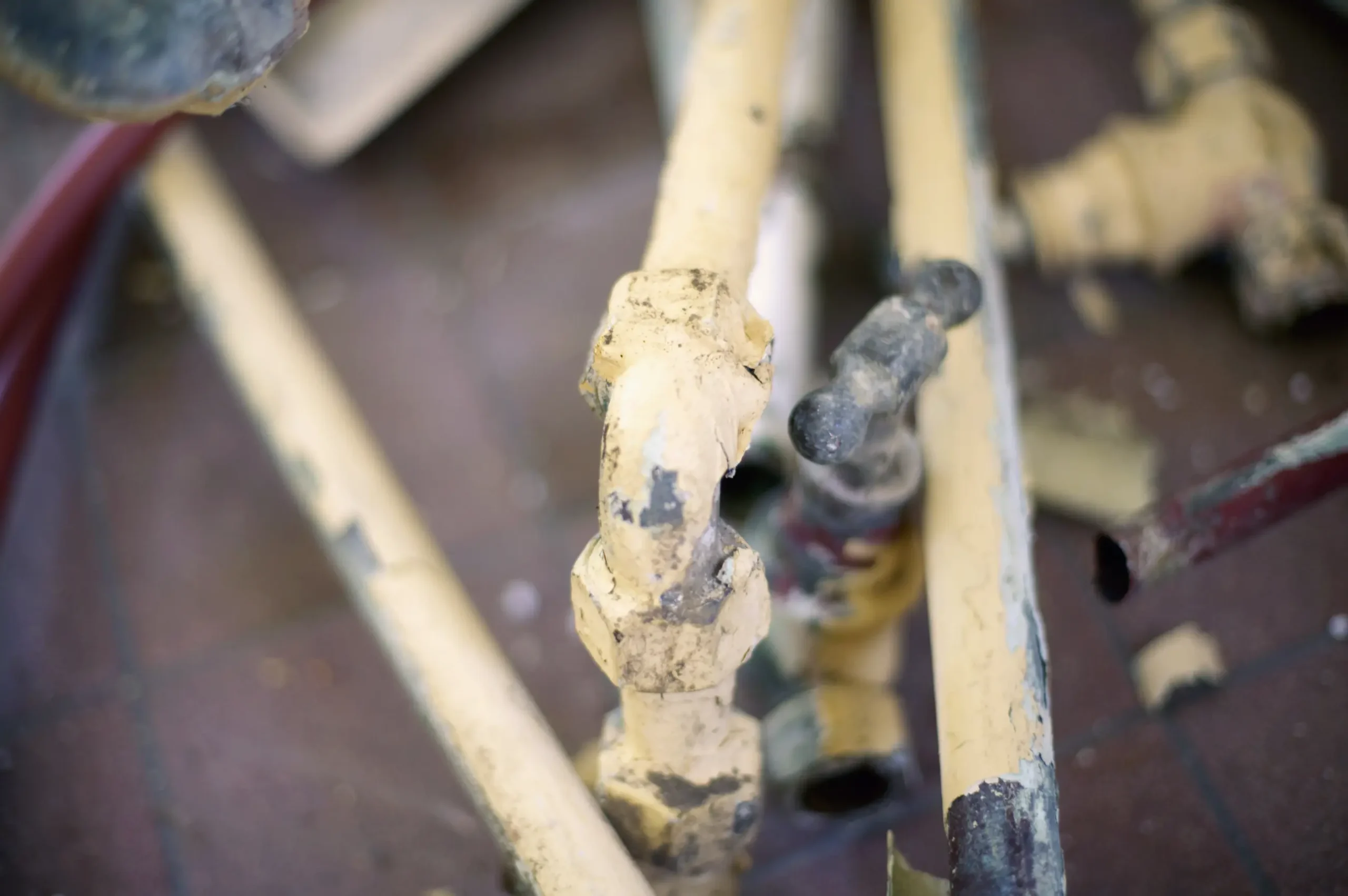 Old corroded lead water supply pipes