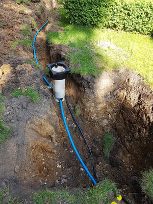 New water supply pipe installation in a trench